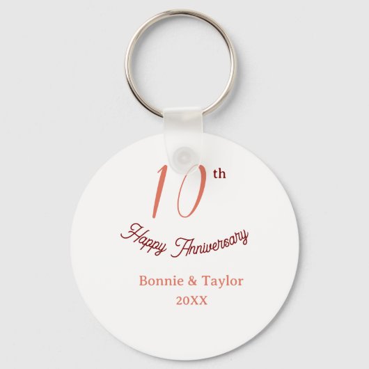 10th wedding anniversary peach pastel name retro b sleutelhanger (Voorkant)