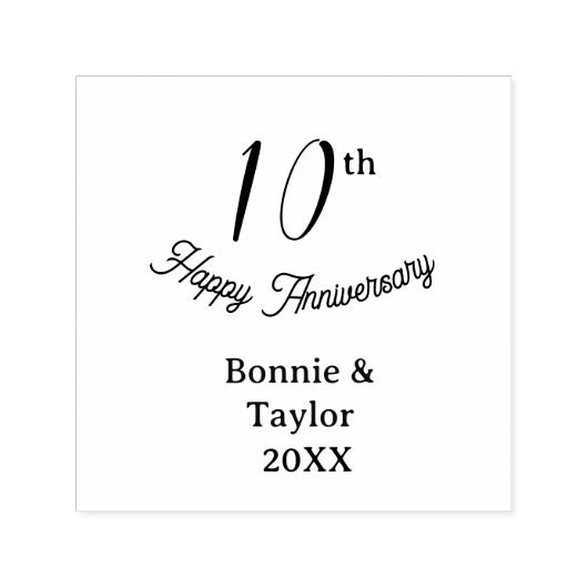 10th wedding anniversary peach pastel name retro b  zelfinktende stempel (Design)