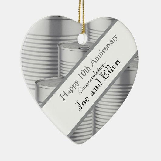 10th Wedding Anniversary, Tin Anniversary Keramisch Ornament (Rechts)