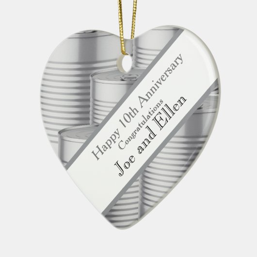 10th Wedding Anniversary, Tin Anniversary Keramisch Ornament (Links)
