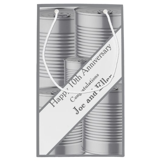 10th Wedding Anniversary, Tin Anniversary Klein Cadeauzakje (Achterkant)