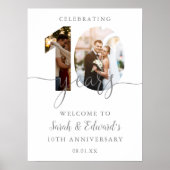10th Wedding Jubileum 2 Foto Welkom Teken Poster (Voorkant)