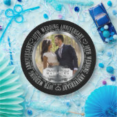 10th Wedding Jubileum Foto Black SIlver Tone Papieren Bordje (Feest)