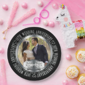 10th Wedding Jubileum Foto Black SIlver Tone Papieren Bordje (Feest)
