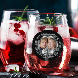 10th Wedding Jubileum Foto Names Date Wijnglas Zonder Voet