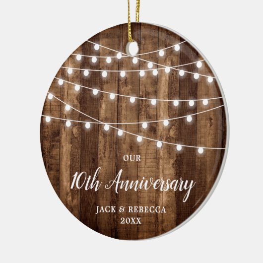 10th Wedding Jubileum Persoonlijke sleutel Keramisch Ornament (Links)