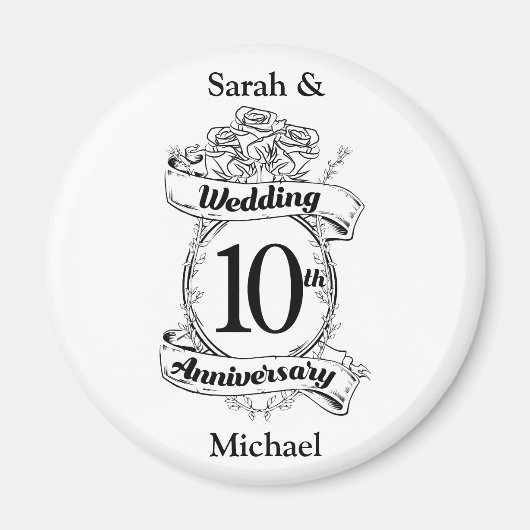 10th Wedding Jubileum Rozen Magneet (Voorkant)