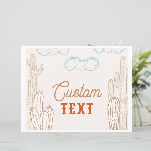 10x8 Bewerkbaar Cowboy Feestbord (Staand voorkant)