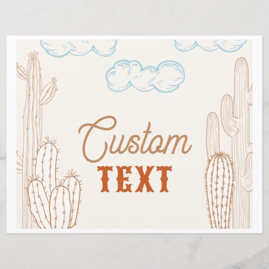 10x8 Bewerkbaar Cowboy Feestbord (Voorkant)