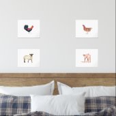10x8 Schattigee Boerderijdieren Waterverf Dieren s Muurkunst Sets (Slaapkamer)