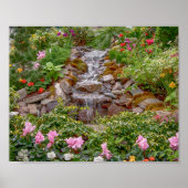 10x8 stromende waterval met bronbloemen poster (Voorkant)