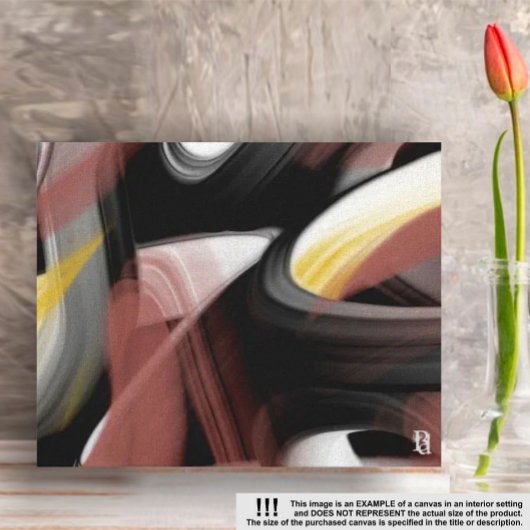 10x8" Trend Abstract Art Zwart Wit Poederig Canvas Afdruk