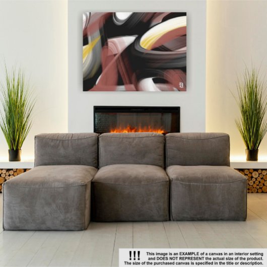 10x8" Trend Abstract Art Zwart Wit Poederig Canvas Afdruk