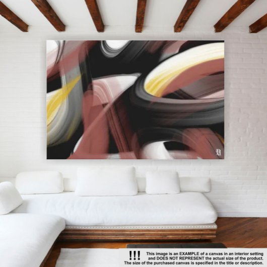 10x8" Trend Abstract Art Zwart Wit Poederig Canvas Afdruk