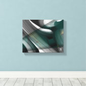 10x8" Trend Abstract Kunst Canvas Zwart Wit Groen Afdruk (Insitu (Houten vloer))