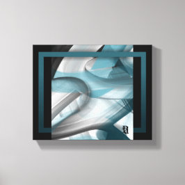 10x8" Trend Abstract Kunstcanvas Zwart Wit Blauw Canvas Afdruk