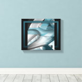 10x8" Trend Abstract Kunstcanvas Zwart Wit Blauw Canvas Afdruk (Insitu (Houten vloer))