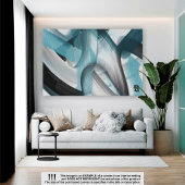 10x8" Trend Abstract Kunstcanvas Zwart Wit Blauw Canvas Afdruk