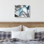 10x8" Trend Abstract Kunstcanvas Zwart Wit Blauw Canvas Afdruk (Insitu (Slaapkamer))