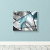 10x8" Trend Abstract Kunstcanvas Zwart Wit Blauw Canvas Afdruk (Insitu (Houten vloer))