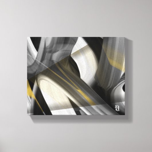 10x8" Trend Abstract Kunstcanvas Zwart Wit Goud Canvas Afdruk (Voorkant)