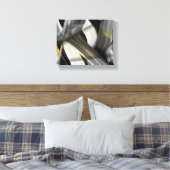 10x8" Trend Abstract Kunstcanvas Zwart Wit Goud Canvas Afdruk (Insitu (Slaapkamer))
