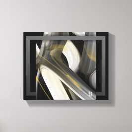 10x8" Trend Abstract Kunstcanvas Zwart Wit Goud Canvas Afdruk