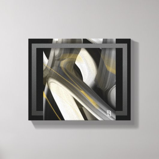 10x8" Trend Abstract Kunstcanvas Zwart Wit Goud Canvas Afdruk (Voorkant)
