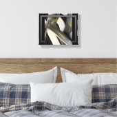10x8" Trend Abstract Kunstcanvas Zwart Wit Goud Canvas Afdruk (Insitu (Slaapkamer))