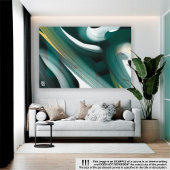 10x8" Trend Abstract Kunstcanvas Zwart Wit Groen Canvas Afdruk