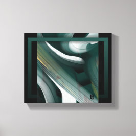 10x8" Trend Abstract Kunstcanvas Zwart Wit Groen Canvas Afdruk