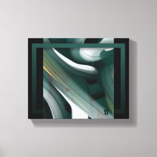 10x8" Trend Abstract Kunstcanvas Zwart Wit Groen Canvas Afdruk (Voorkant)