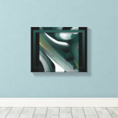 10x8" Trend Abstract Kunstcanvas Zwart Wit Groen Canvas Afdruk (Insitu (Houten vloer))
