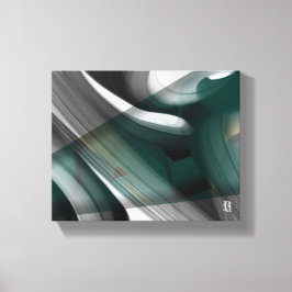 10x8" Trend Abstract Kunstcanvas Zwart Wit Groen Canvas Afdruk