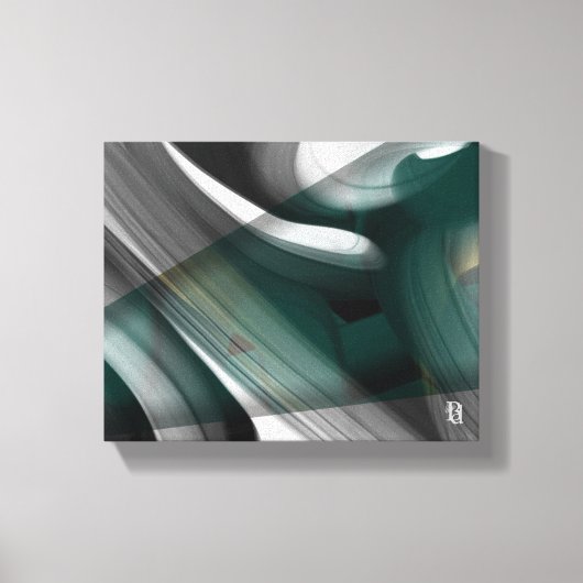 10x8" Trend Abstract Kunstcanvas Zwart Wit Groen Canvas Afdruk (Voorkant)