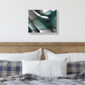 10x8" Trend Abstract Kunstcanvas Zwart Wit Groen Canvas Afdruk (Insitu (Slaapkamer))