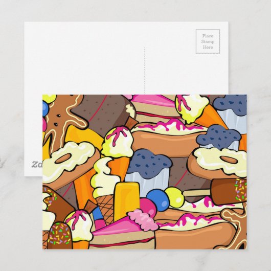 1104 SUGARY BAKING TREATS DESSERTS DOUGHNUTS MUFFI BRIEFKAART (Voorkant / Achterkant)