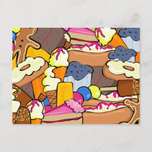 1104 SUGARY BAKING TREATS DESSERTS DOUGHNUTS MUFFI BRIEFKAART