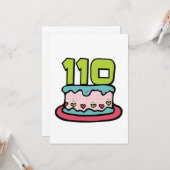 110 jaar oude Birthday Cake Kaart (Voorkant / Achterkant in situ)