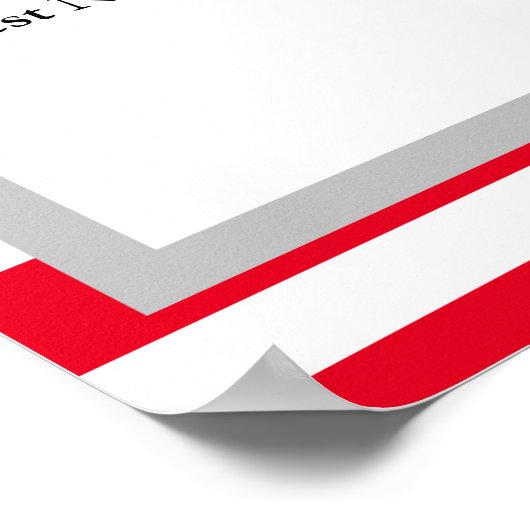 110 Rood/Witte Stripes Wedding Seating Chart Poster (Hoek)