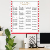 110 Rood/Witte Stripes Wedding Seating Chart Poster (Thuiskantoor)