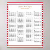 110 Rood/Witte Stripes Wedding Seating Chart Poster (Voorkant)