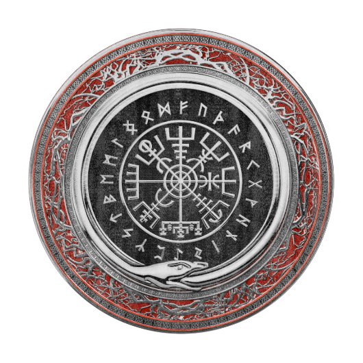 [110] Vegvisir - Viking Silver Magic Runass Snijplank (Voorkant)