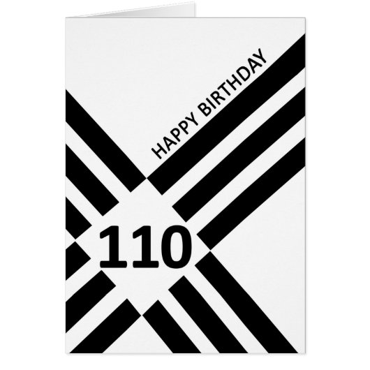 110e diagonaal ontwerp zwarte lijn Birthday (Voorkant)