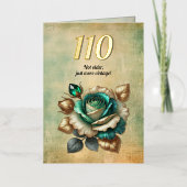 110e Verjaardag  Smaragdgroene Roos Bloem Folie Wenskaart (Voorkant)