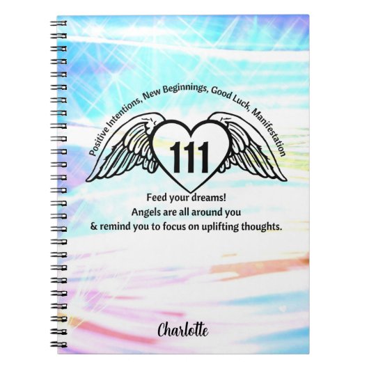 111 Angel Number Dankbaarheid Monogram Journal Notitieboek (Voorkant)
