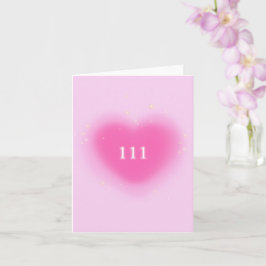 111  Roze Heart-angel-nummer Kaart