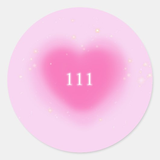 111  Roze Heart-angel-nummer Ronde Sticker (Voorkant)