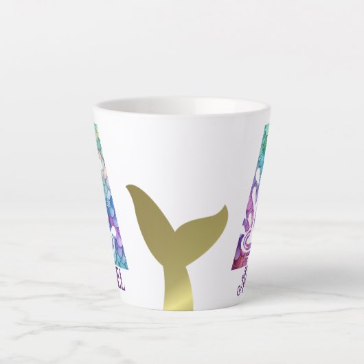 112oz Monogrammed Mermaid Styled Latte Mok (Voorkant)