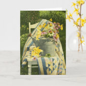 1138 Watergift op Quilt Verjaardag Kaart (Gele Bloem)